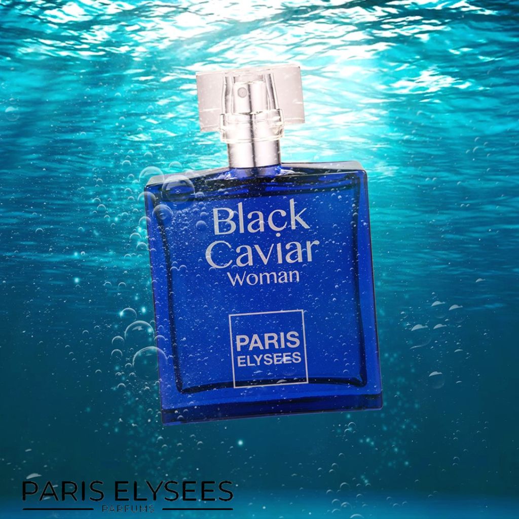 Banner Frasco Black Caviar Woman Paris Elysees Perfume Feminino 100ml